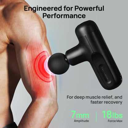 Mini Deep Tissue Massage Device – Portable Travel-Sized Percussion Massager with 4 Heads & 5 Speed Settings