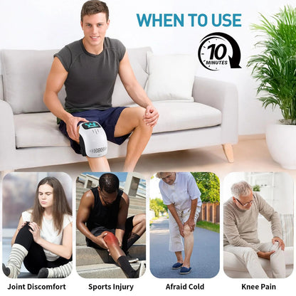 Cordless Joint Massager – Adjustable Heat, Vibration & Red Light Support for Knee, Shoulder & Elbow Comfort