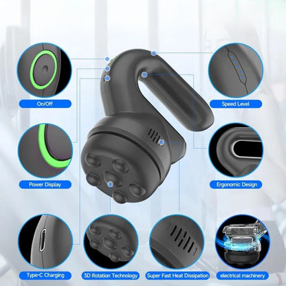 Handheld Mini Orbital Buffer Massager – Adjustable Multi-Speed Vibration Device for Full-Body Relaxation