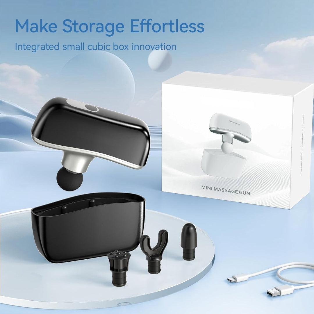 Pocket-Size Mini Percussion Massager – 0.5 lb Travel-Friendly Full-Body Relaxation Device with 10 Speeds & Storage Cube