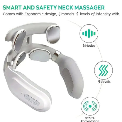 Electric Neck Massager with Heat – 4 Heads, 6 Modes, 14 Intensity Levels
