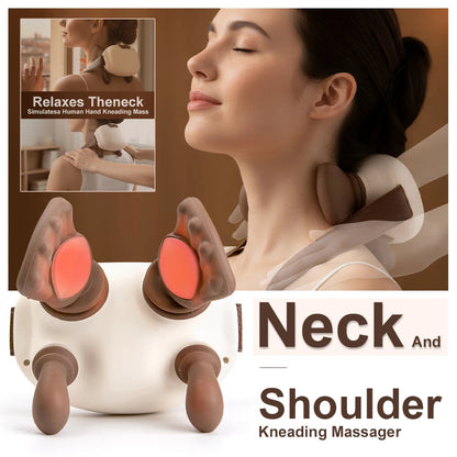 Bionic Neck & Shoulder Massager – Heated Wireless Kneading Device with Contoured Fit & 3-Level Modes