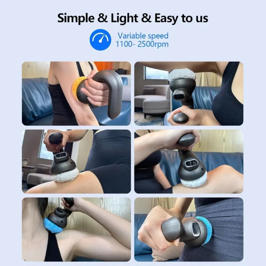Handheld Mini Orbital Buffer Massager – Adjustable Multi-Speed Vibration Device for Full-Body Relaxation