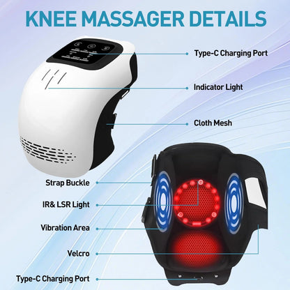 Cordless Joint Massager – Adjustable Heat, Vibration & Red Light Support for Knee, Shoulder & Elbow Comfort