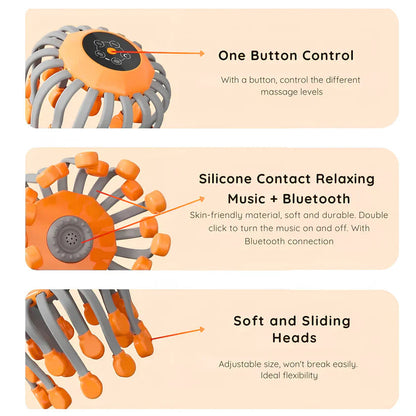 Electric Migraine Relief Scalp Massager – 20-Head Vibrating Octopus Massager with Red Light