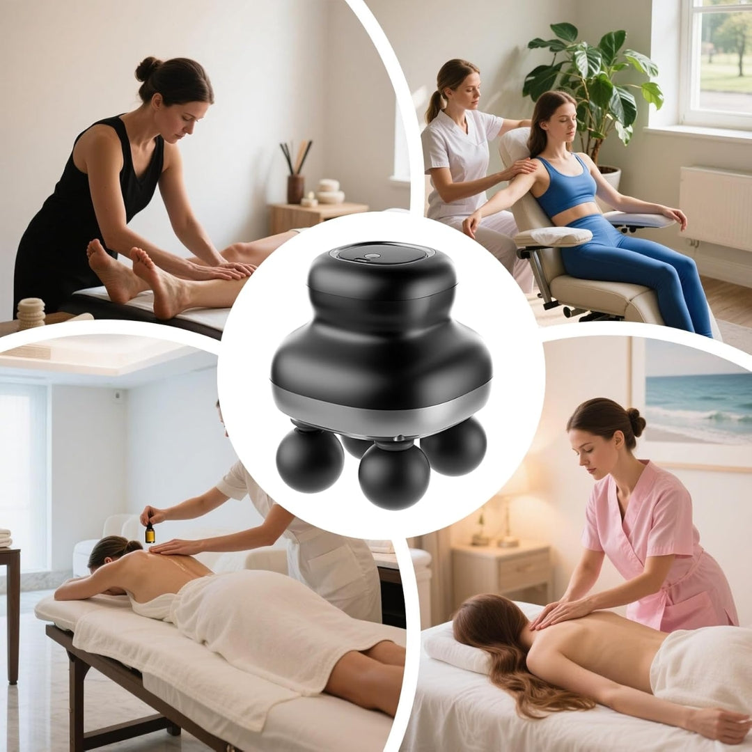 Four-Head Percussion Fascia Massager – Automatic Mini Electric Device for Muscle Relaxation