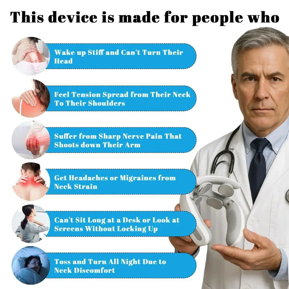 Electric Neck Massager with Heat – 4 Heads, 6 Modes, 14 Intensity Levels