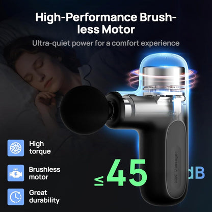 Mini Deep Tissue Massage Device – Portable Travel-Sized Percussion Massager with 4 Heads & 5 Speed Settings