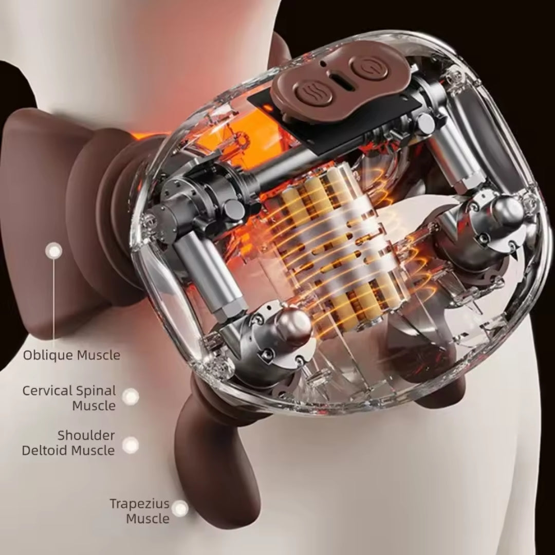 Bionic Neck & Shoulder Massager – Heated Wireless Kneading Device with Contoured Fit & 3-Level Modes
