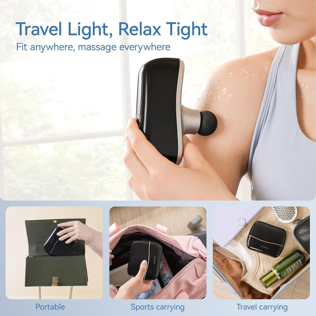 Pocket-Size Mini Percussion Massager – 0.5 lb Travel-Friendly Full-Body Relaxation Device with 10 Speeds & Storage Cube