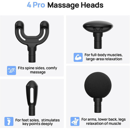 Mini Deep Tissue Massage Device – Portable Travel-Sized Percussion Massager with 4 Heads & 5 Speed Settings